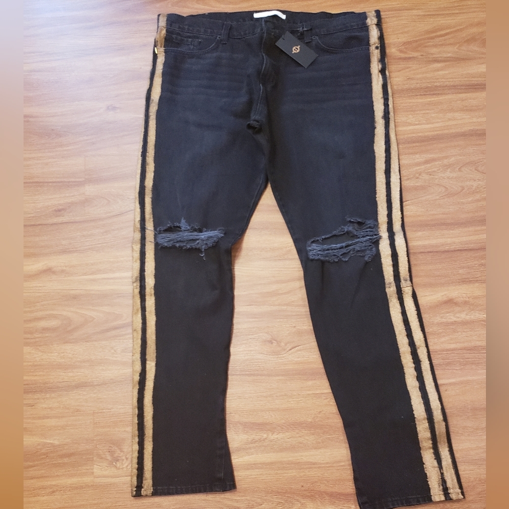 Golden Denim - The Union - D'or Double Striped Black/Gold Skinny Jeans